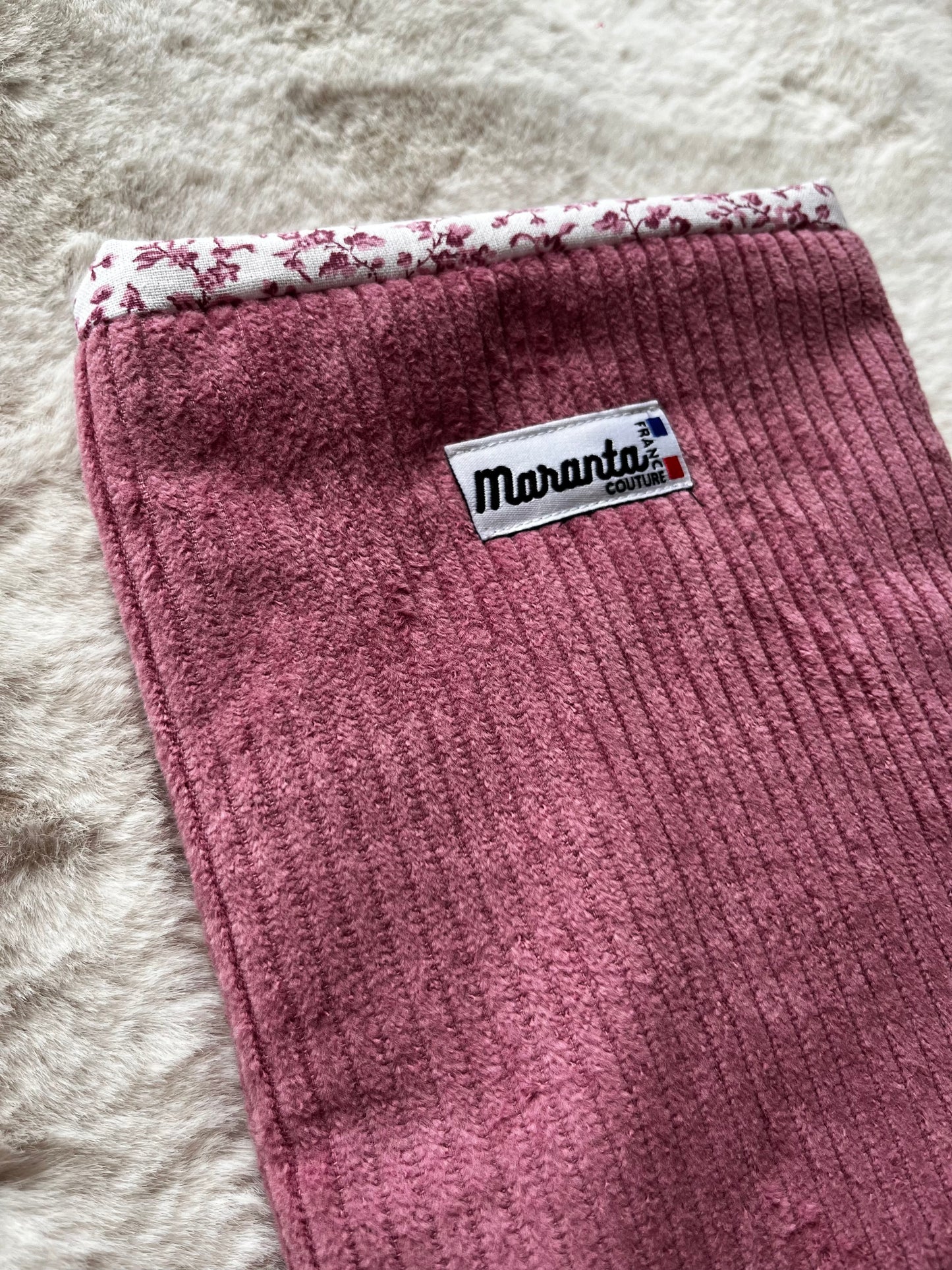 Pochette à livre velours vieux rose