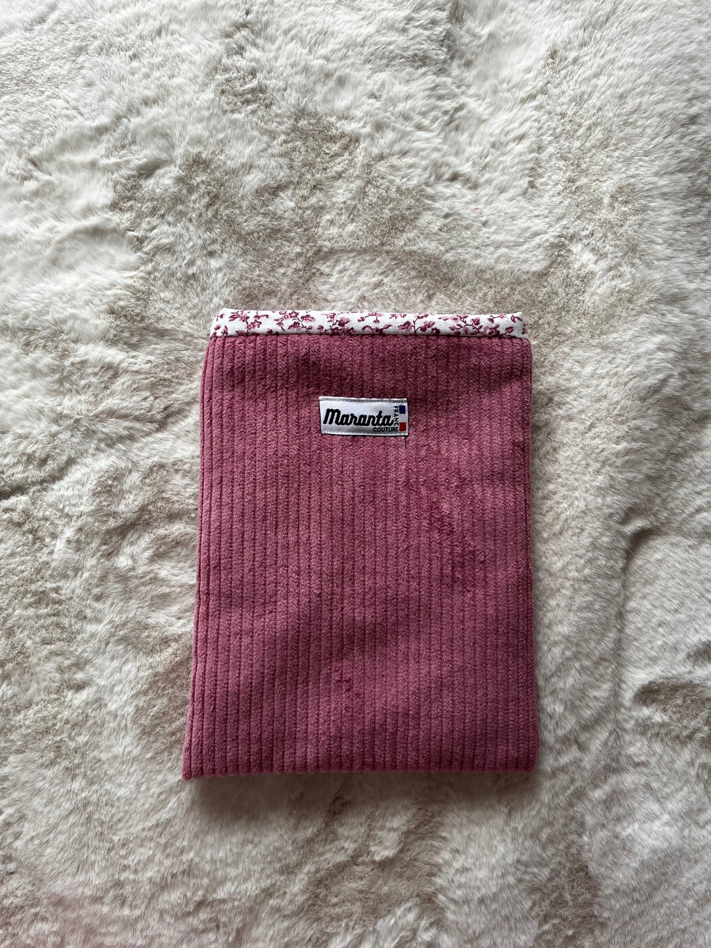 Pochette à livre velours vieux rose
