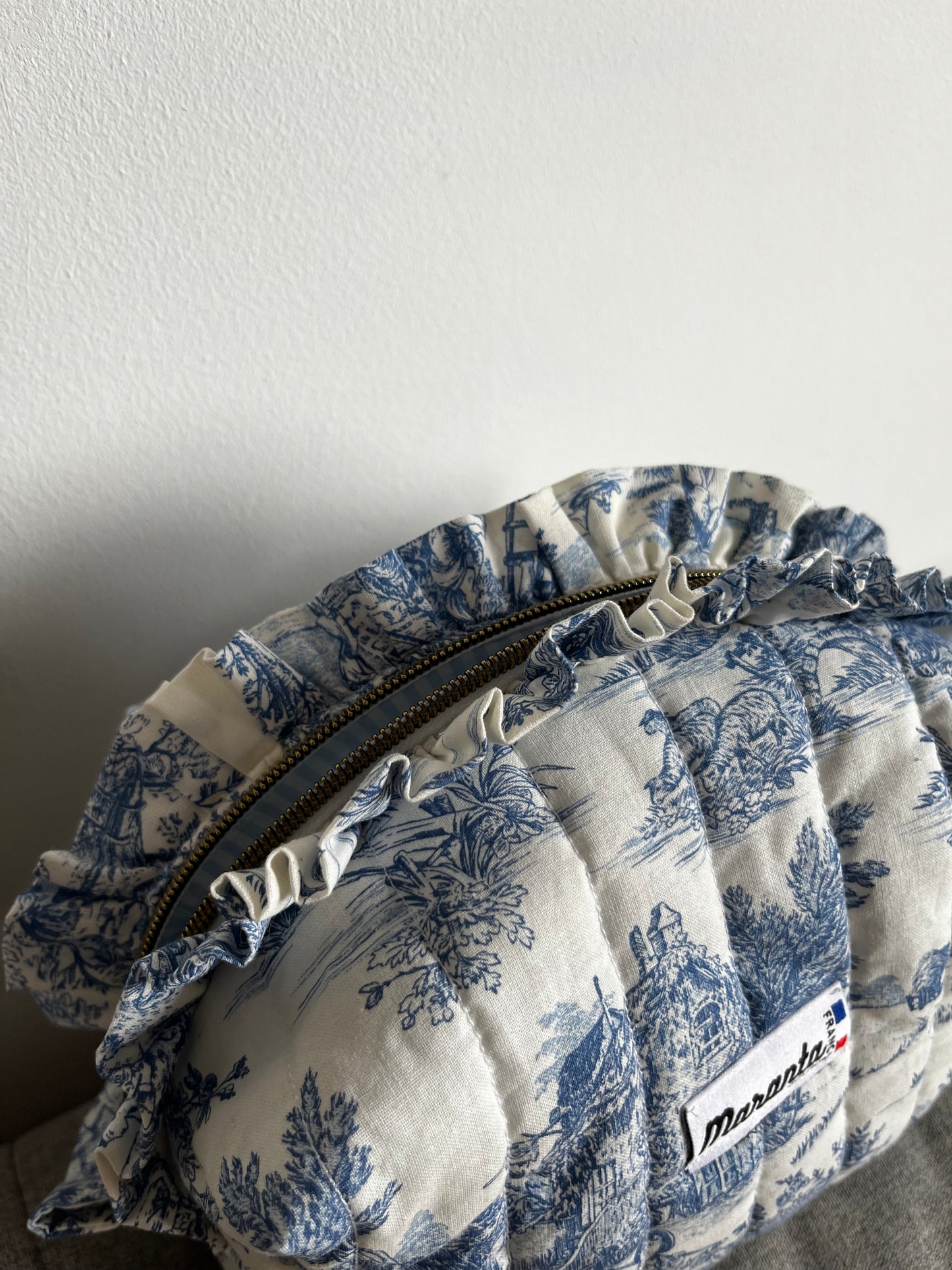 Trousse toile de jouy bleue