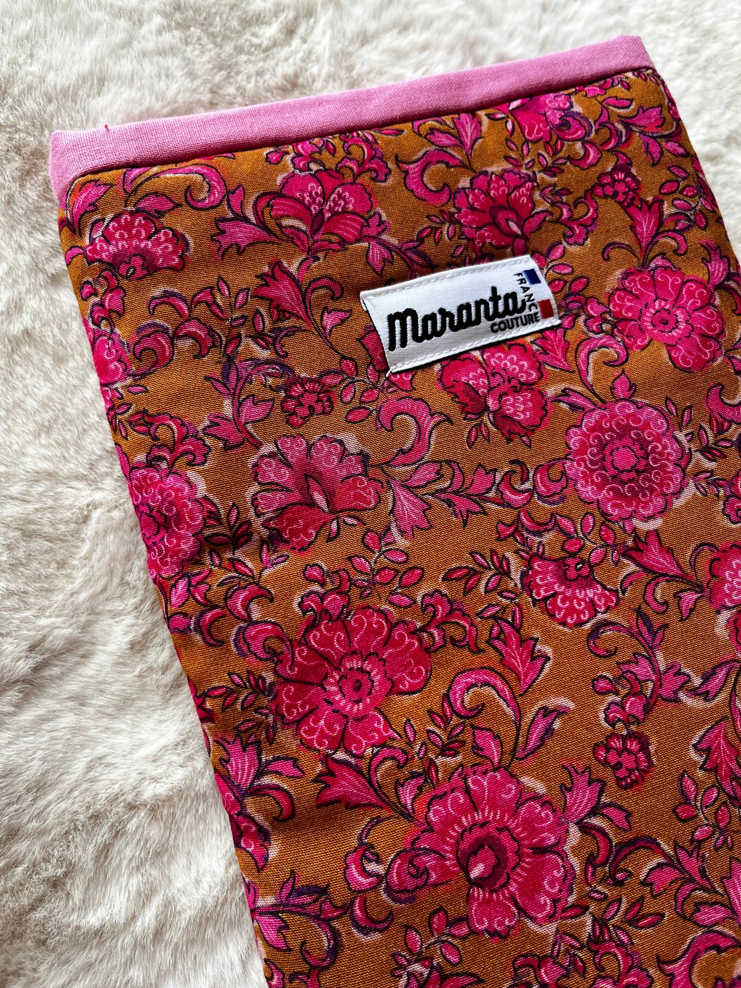 Pochette à livre rose & ocre