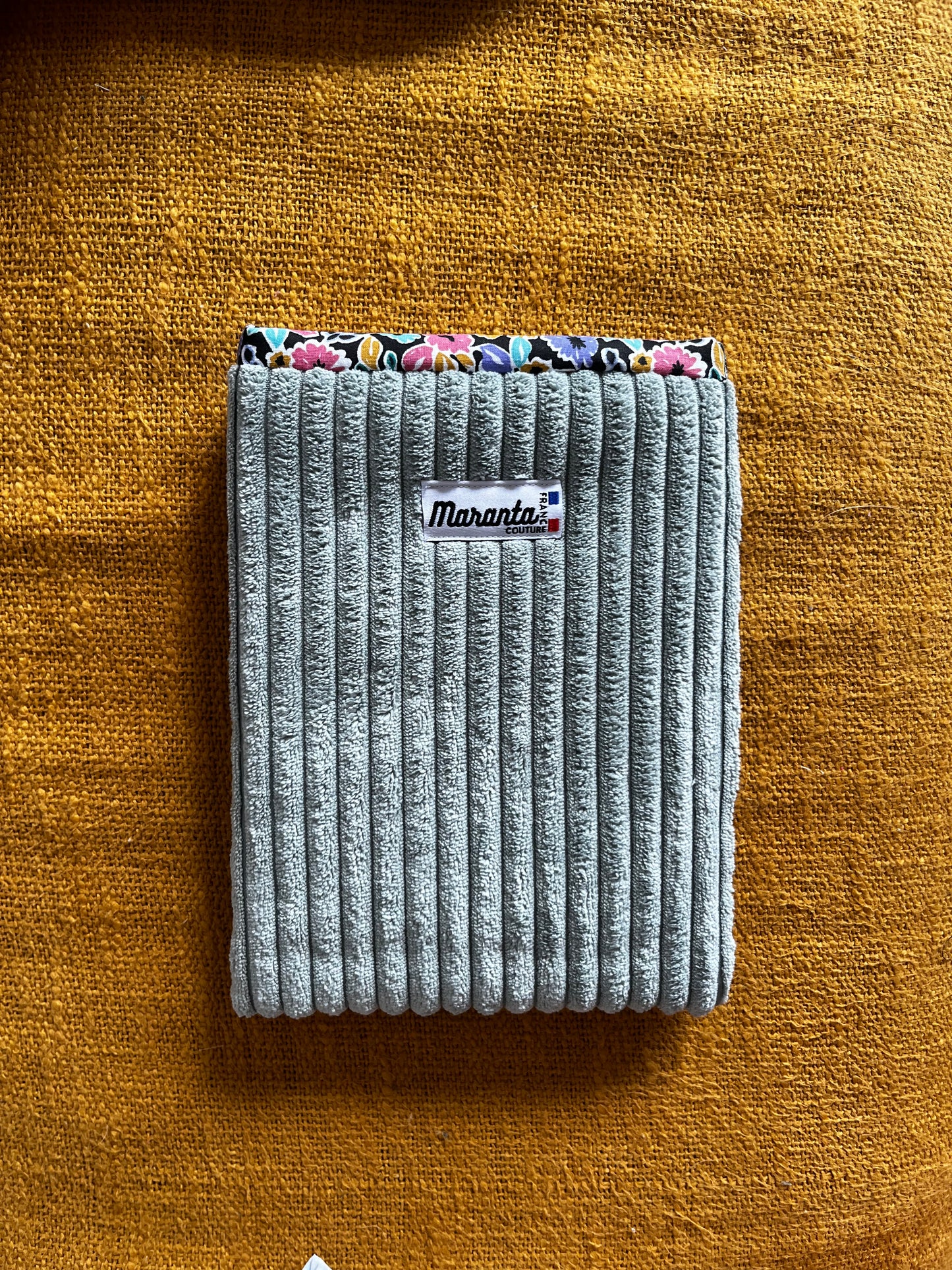 Pochette à livre velours sauge
