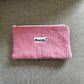 Pochette plate velours petites côtes vieux rose