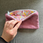 Pochette plate velours petites côtes vieux rose