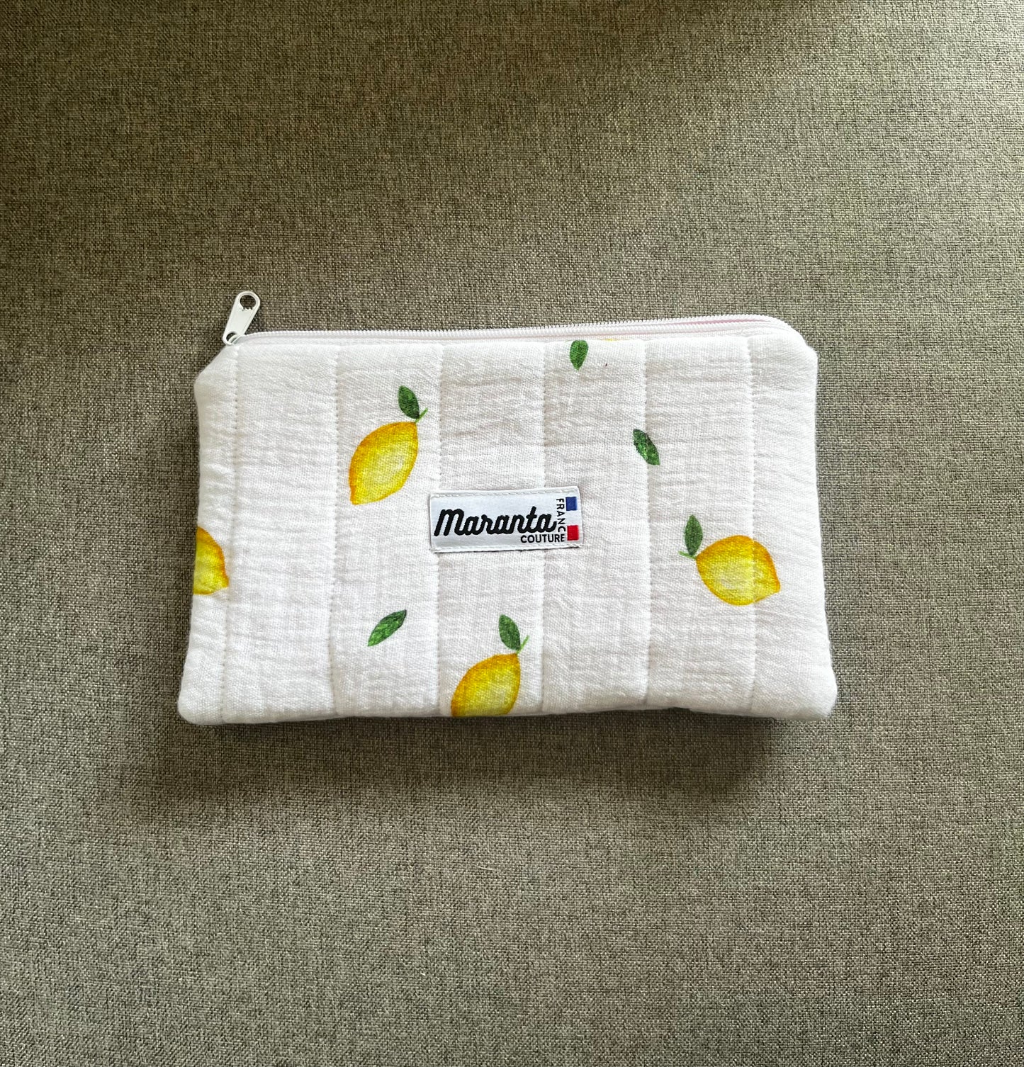 Pochette plate double gaze de coton imprimée citron🍋