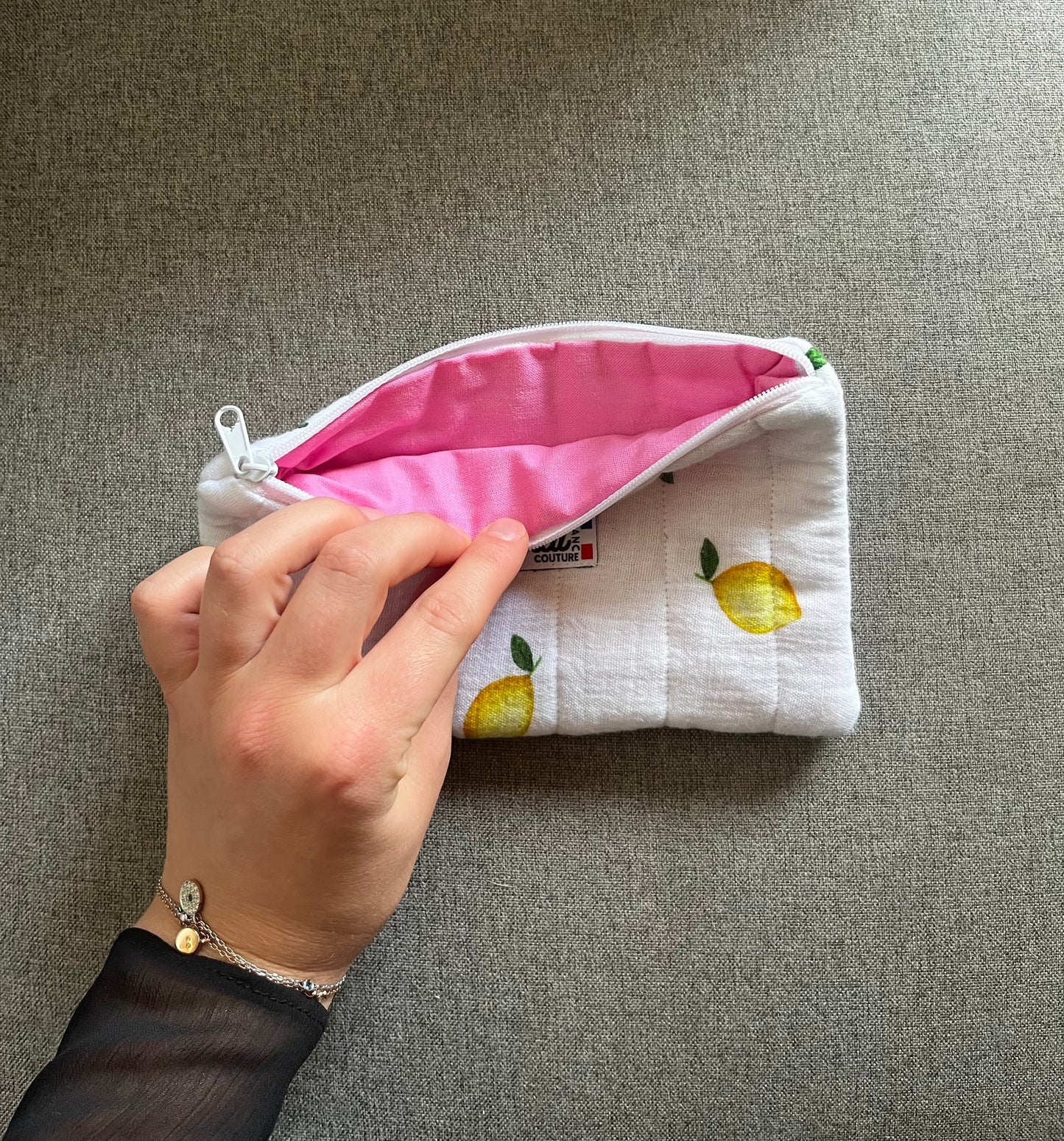 Pochette plate double gaze de coton imprimée citron🍋