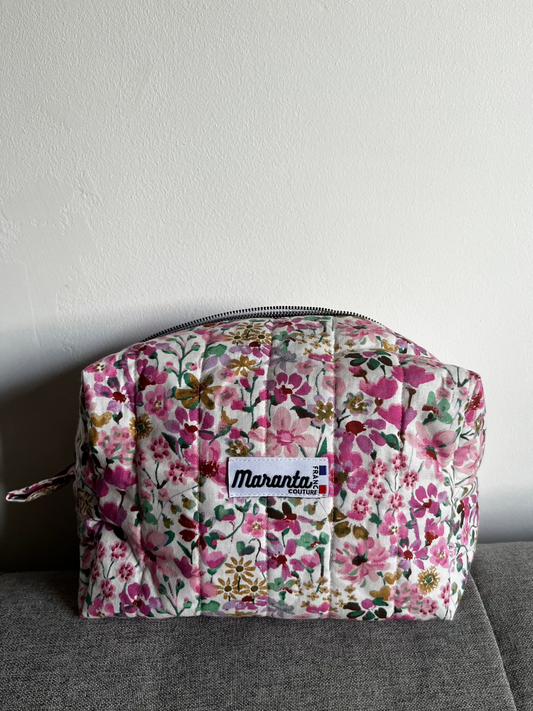 Trousse fleurie rose